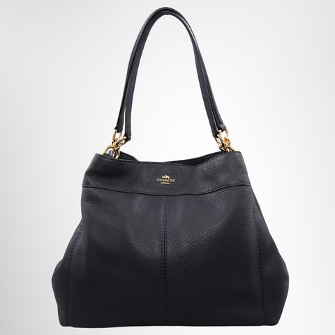Coach Leather Tote Bag – Navy Blue