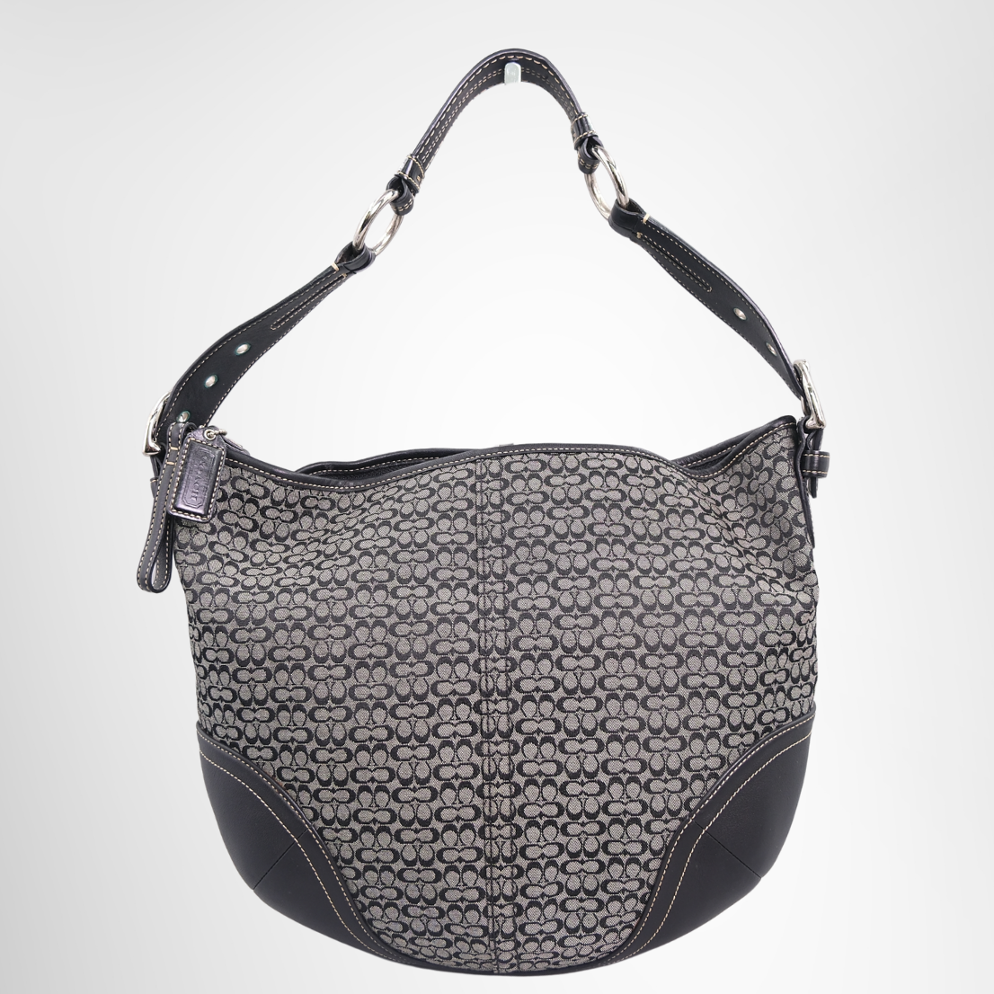 Vintage Signature Jacquard Canvas Hobo Bag