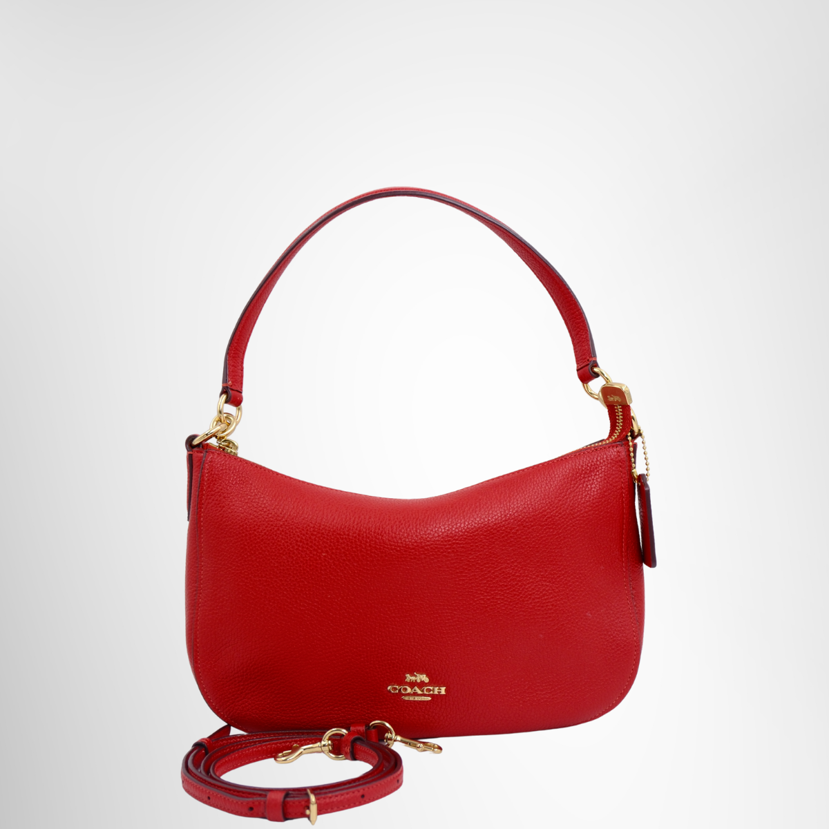 Coach Preowned Luxury Red Leather Shoulder Bag - Antonio & Co. Front View1
