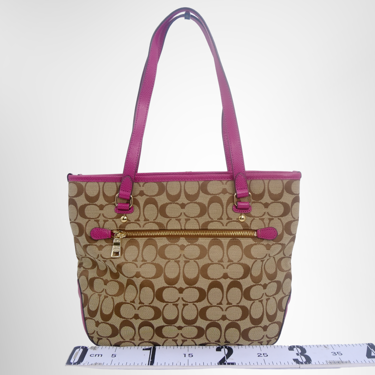 Coach Preowned Luxury Tote Pink x Brown Leather Bag Back View - Antonio & Co.