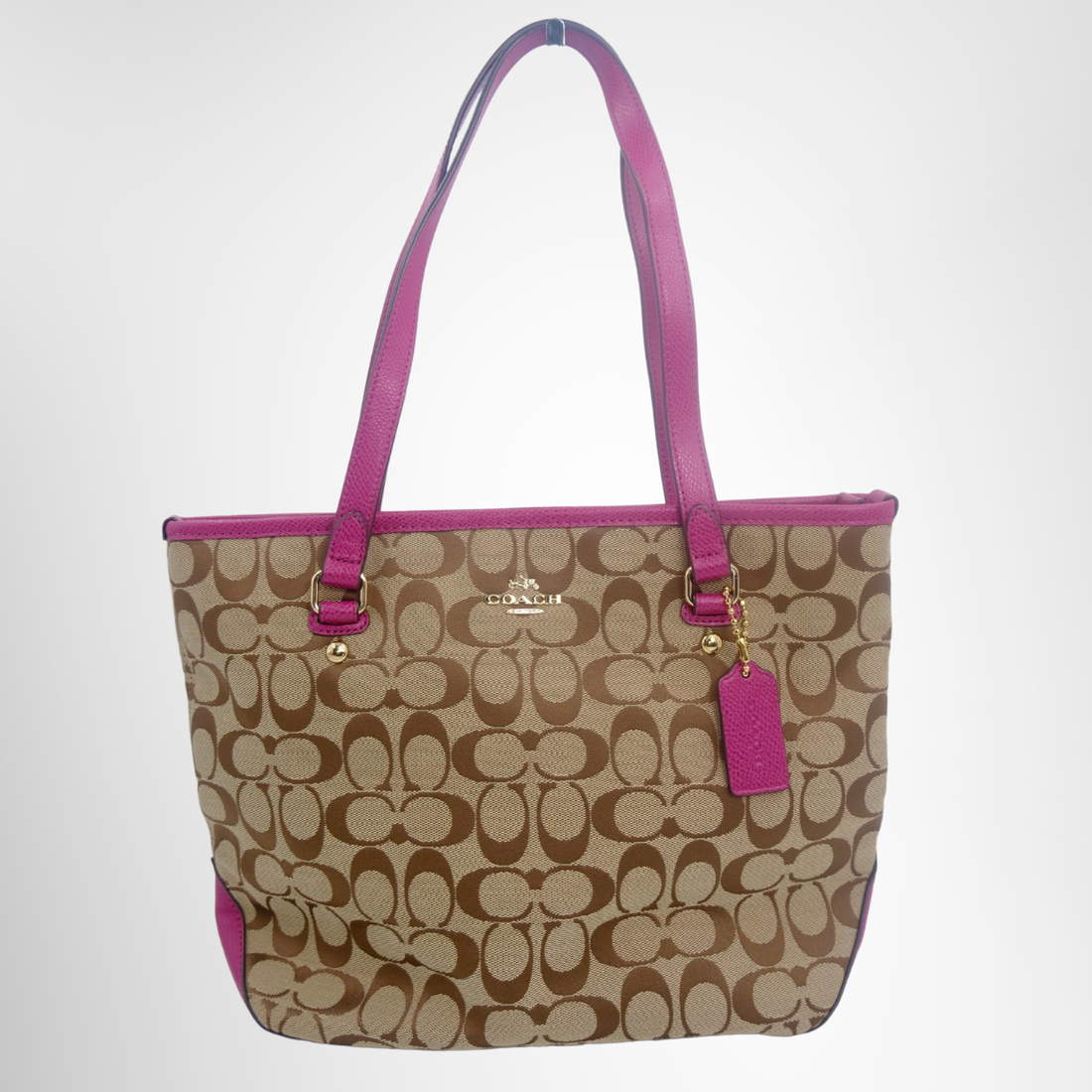 Coach Preowned Luxury Tote Pink x Brown Leather Bag Front Page - Antonio & Co.