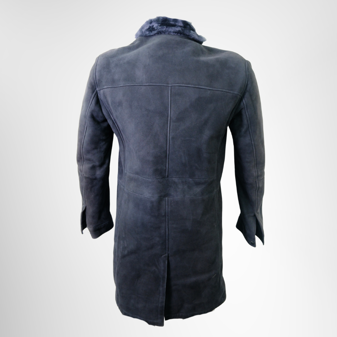 Dark Navy Blue Shearling Coat