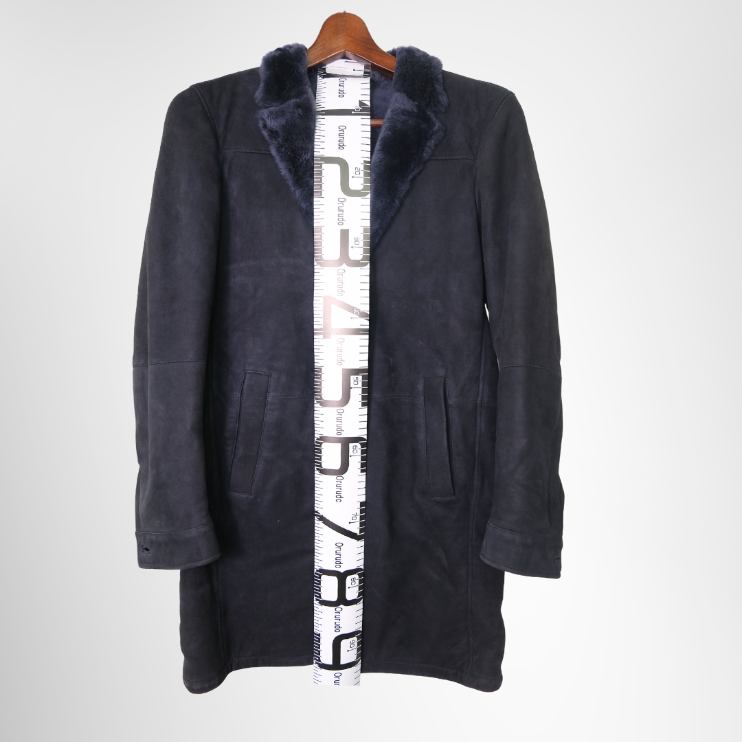 Dark Navy Blue Shearling Coat