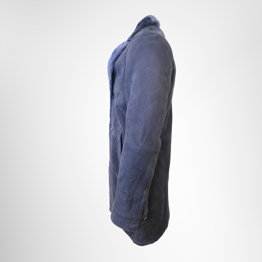 Dark Navy Blue Shearling Coat