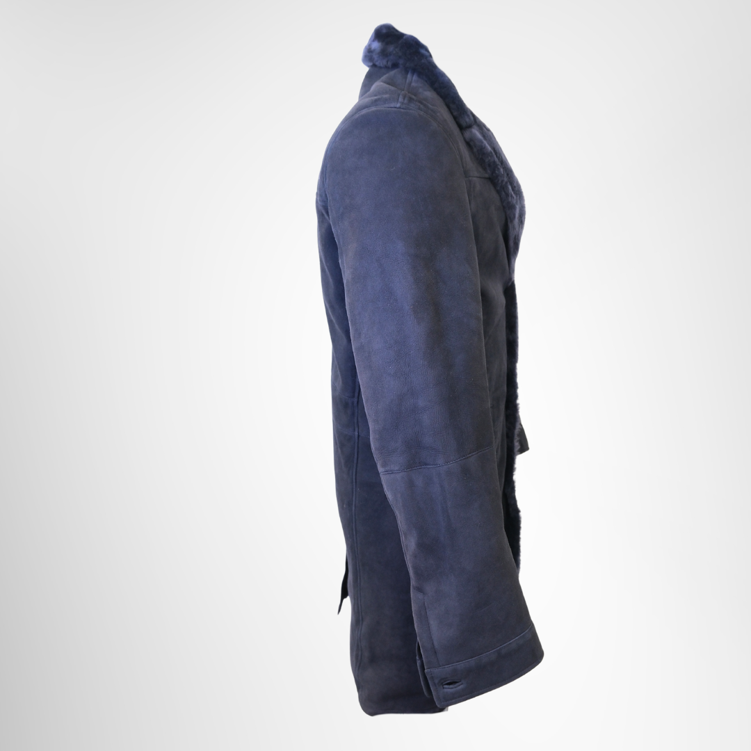 Dark Navy Blue Shearling Coat