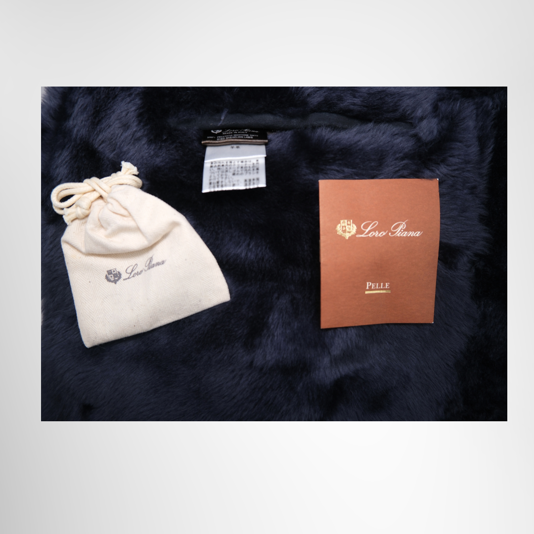 Dark Navy Blue Shearling Coat
