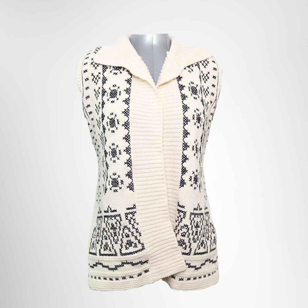 Dior Patterned Knit Vest – Cream / Black, Size 36