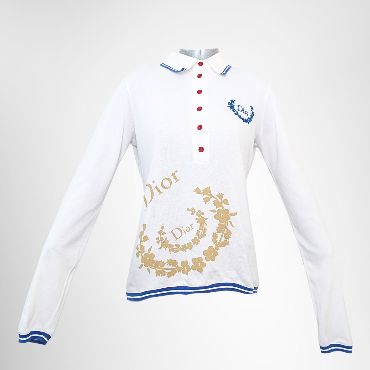 Dior Resort 2004 Floral Logo Golf Long Sleeve Polo Shirt – Pre-Owned Luxury Brand Apparel – Antonio & Co Front Page