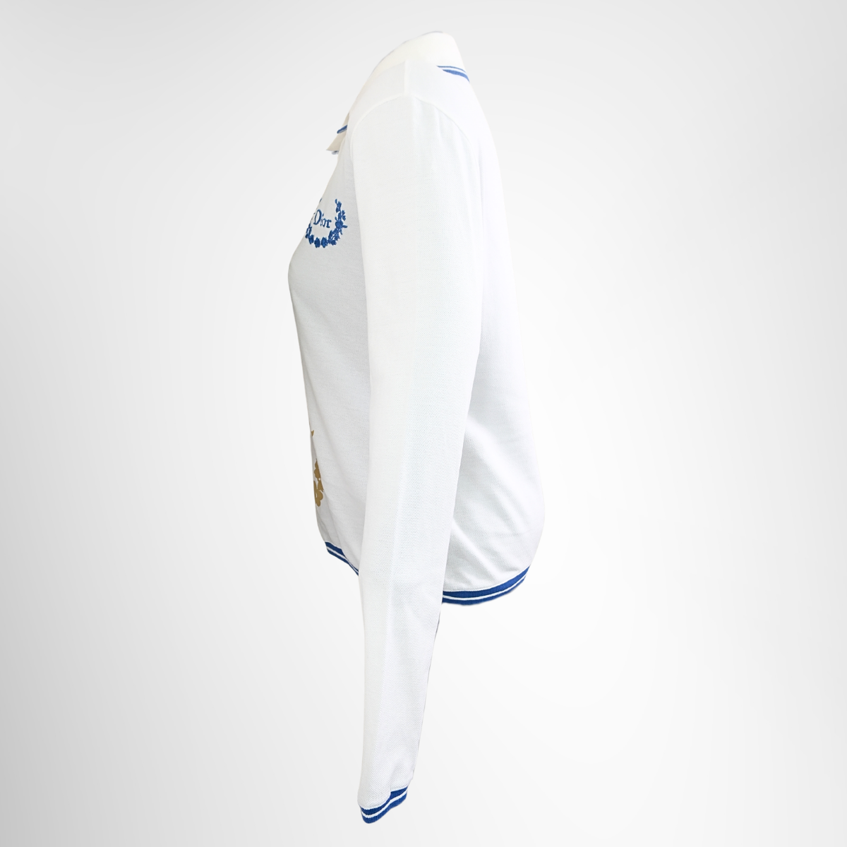 Dior Resort 2004 Floral Logo Golf Long Sleeve Polo Shirt – Pre-Owned Luxury Brand Apparel – Antonio & Co Side View 