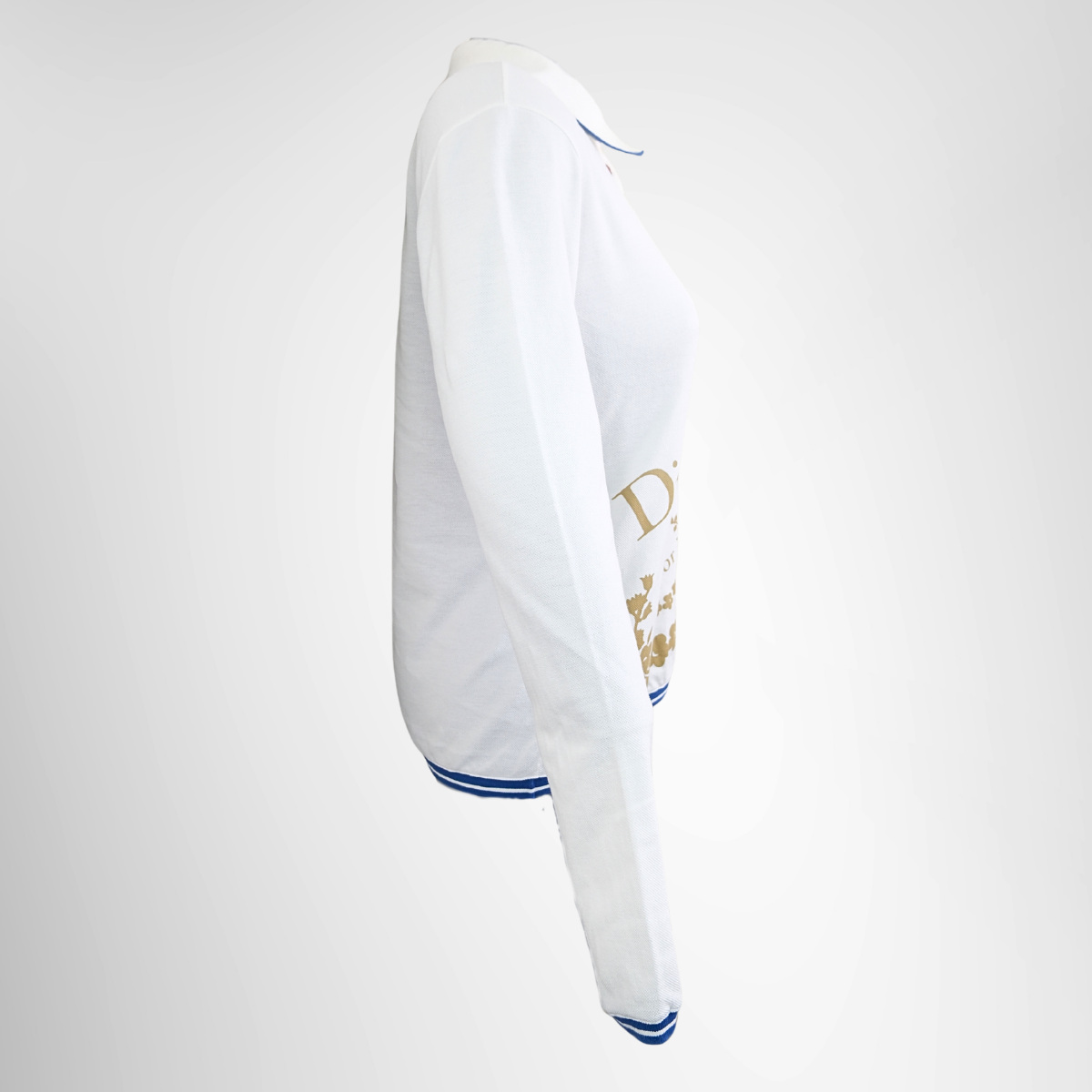 Dior Resort 2004 Floral Logo Golf Long Sleeve Polo Shirt – Pre-Owned Luxury Brand Apparel – Antonio & Co Side View 2