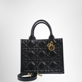 Dior Small Book Tote Black Macrocannage Calfskin – Pre-Owned Luxury Brand Bag – Antonio & Co – Front Page with Accessory