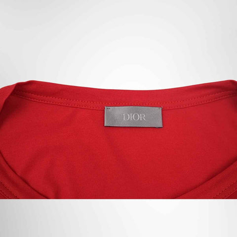 Dior CD Icon Embroidered Cotton T-Shirt – Red, Size XL