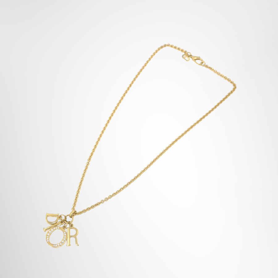 Dior 2000s Logo Letters Polished Necklace – Pre-Owned Luxury Accessory – Antonio & Co – Side View
