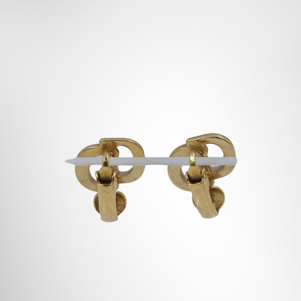 Dior Preowned Luxury Accessories CD Gold Plated Earrings Back View