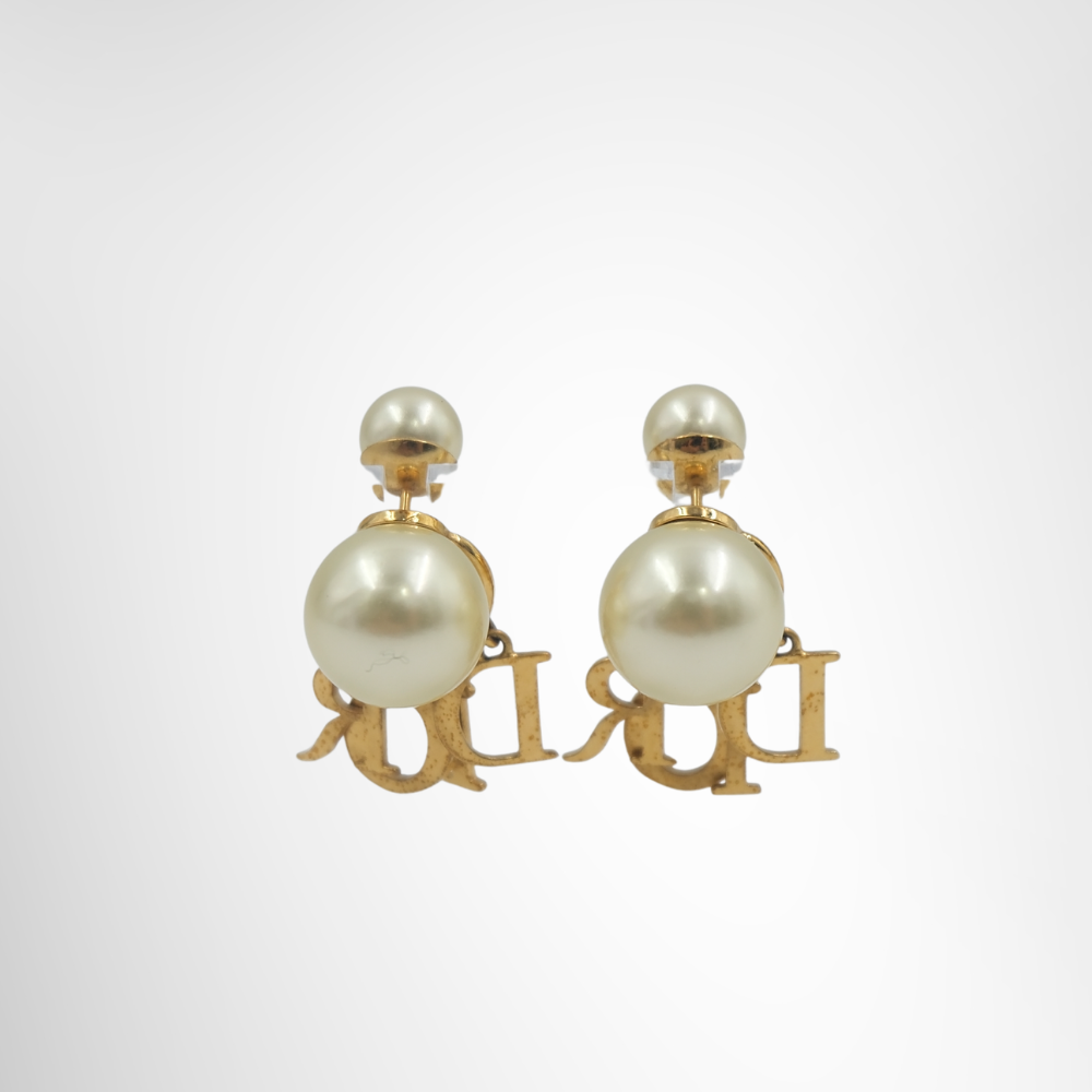 Dior Preowned Luxury Accessories Pearl Crystal Tribal Logo Charms Back View