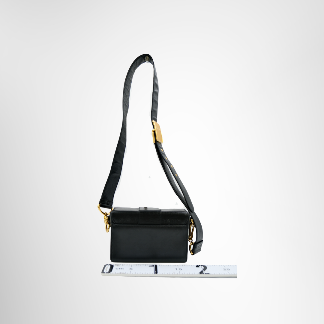 Dior Preowned Luxury Bag 30 Montaigne Box Bag in Black Leather Back View
