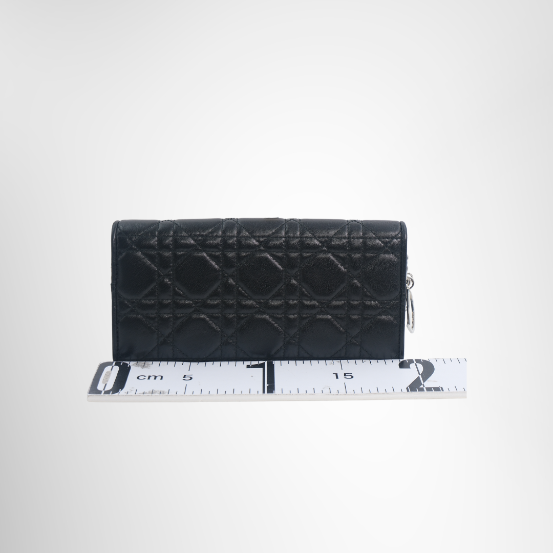 Dior Preowned Luxury Bag Black Cannage Quilted Leather Wallet on Chain Back View