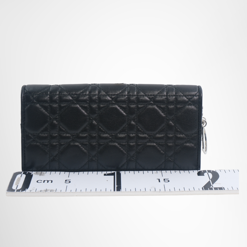 Dior Preowned Luxury Bag Black Cannage Quilted Leather Wallet on Chain Back View