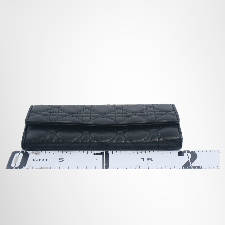 Dior Preowned Luxury Bag Black Cannage Quilted Leather Wallet on Chain Bottom View