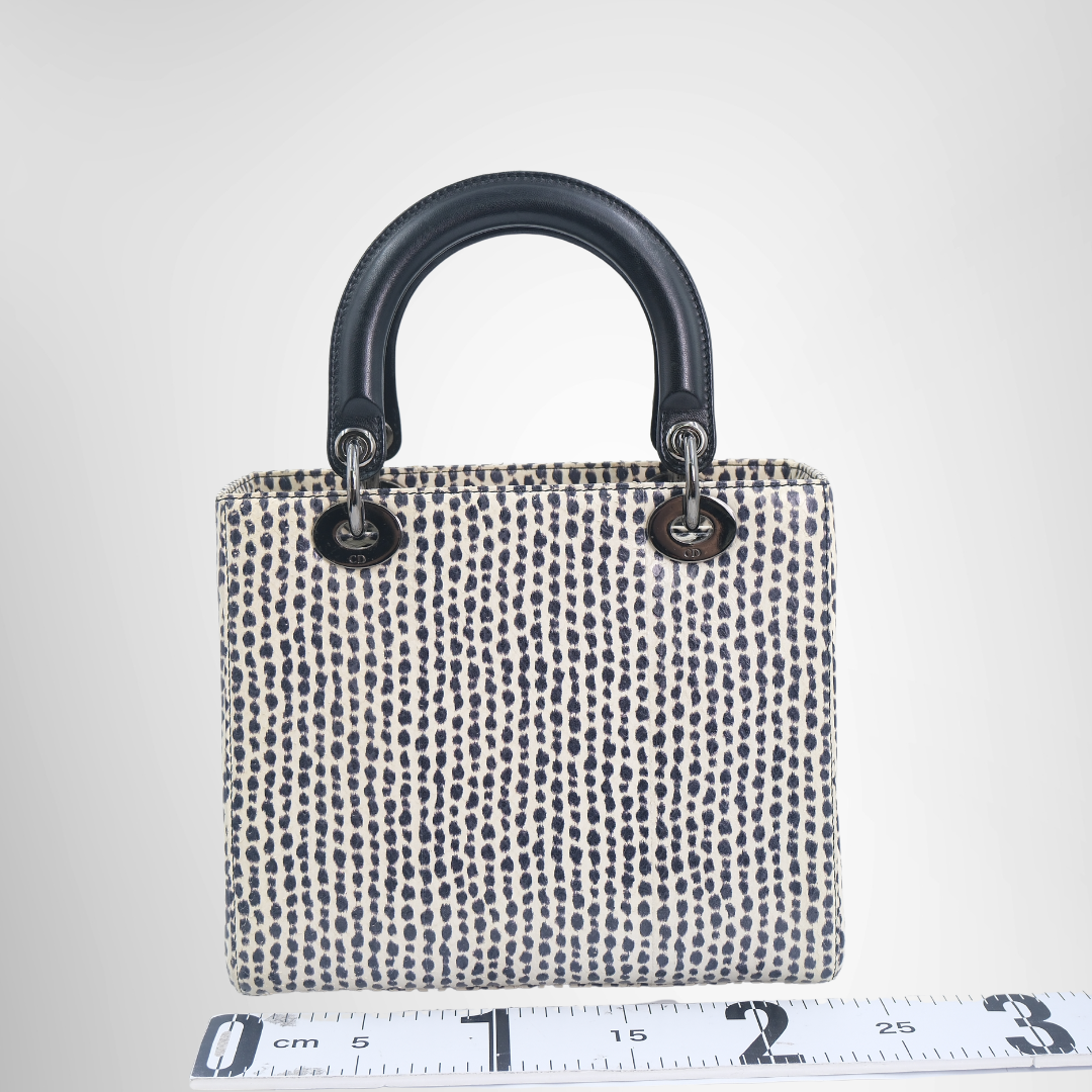 Dior Preowned Luxury Bag Lady Dior Medium Python Bag  Back View