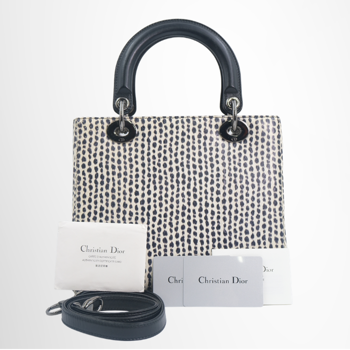 Dior Preowned Luxury Bag Lady Dior Medium Python Bag Front View 2