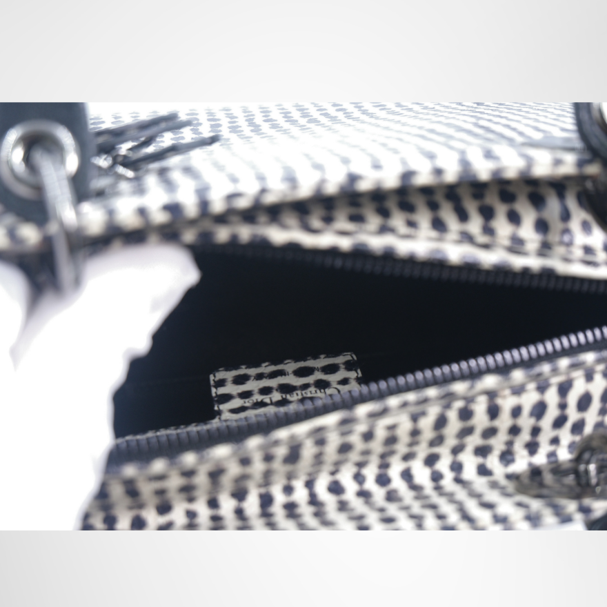 Dior Preowned Luxury Bag Lady Dior Medium Python Bag Interior View