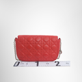Dior Preowned Luxury Bag Promenade Bag in Red Cannage Quilted Lambskin Leather Back View