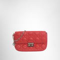 Dior Preowned Luxury Bag Promenade Bag in Red Cannage Quilted Lambskin Leather Front View