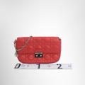 Dior Preowned Luxury Bag Promenade Bag in Red Cannage Quilted Lambskin Leather Front View 2