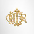 Dior Preowned Luxury CD Gold Plated Monogram Logo Brooch Accessories Front View - Antonio & Co.
