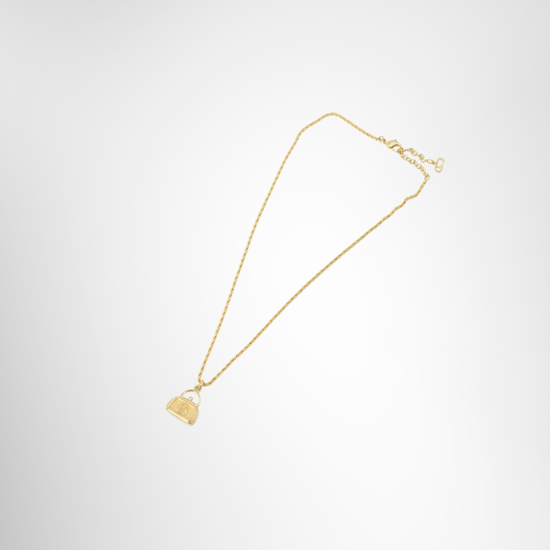 Dior Preowned Luxury CD Necklace Logo Handbag in Gold Tone Accessories Front View - Antonio & Co.