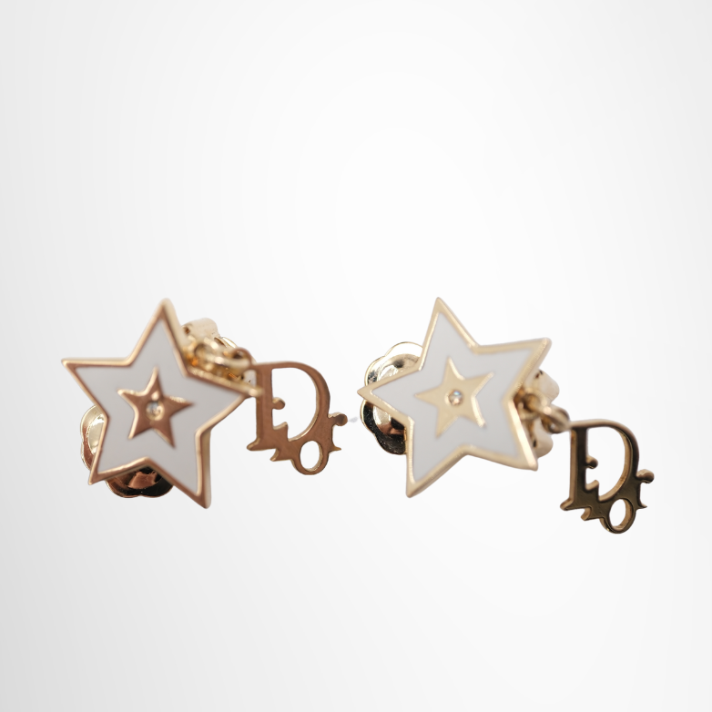 Dior Preowned Luxury Earrings Vintage Star Earrings Front View 