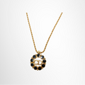 Dior Preowned Luxury Necklace CD Necklace with Black Crystals Front View