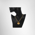 Dior Preowned Luxury Round Pendant CD Logo in Gold Tone Accessories Worn View - Antonio & Co.