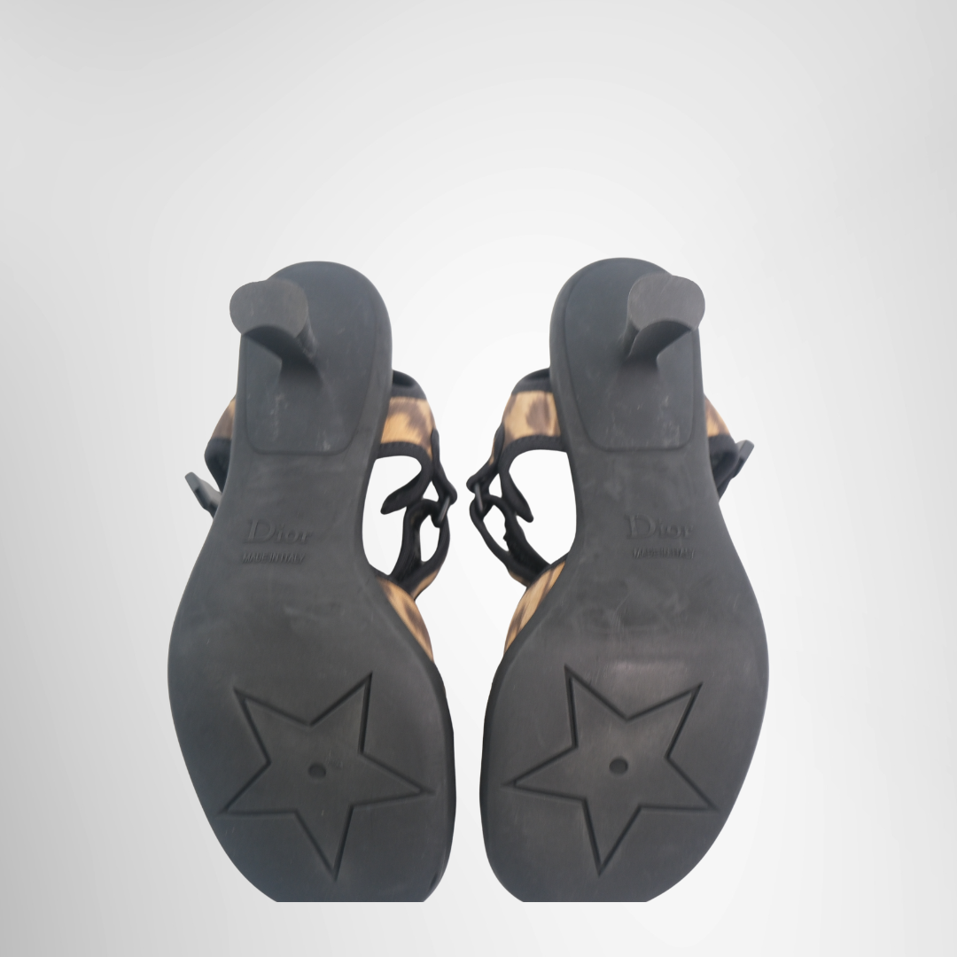 Dior Preowned Luxury Sandals Leopard Sandals Bottom View