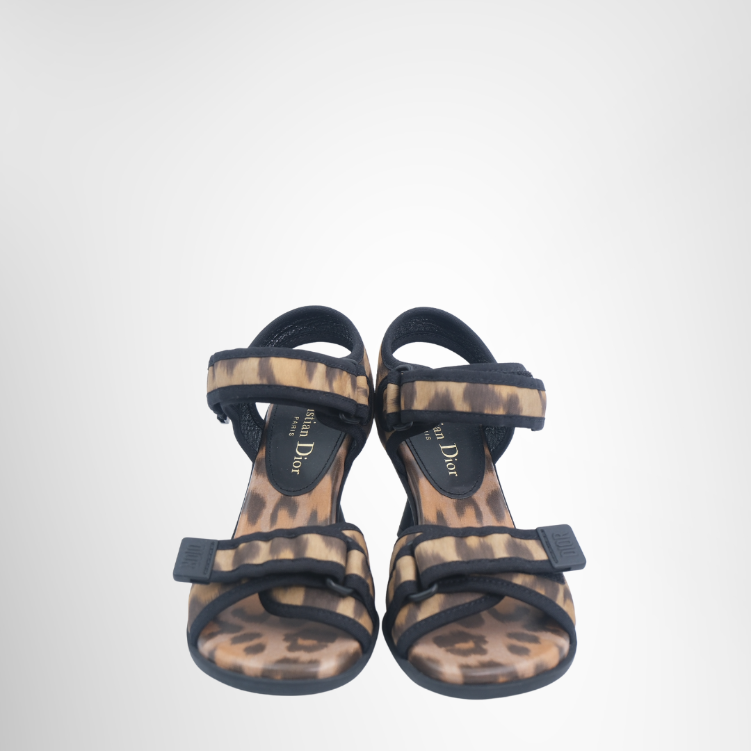 Dior Preowned Luxury Sandals Leopard Sandals Front View
