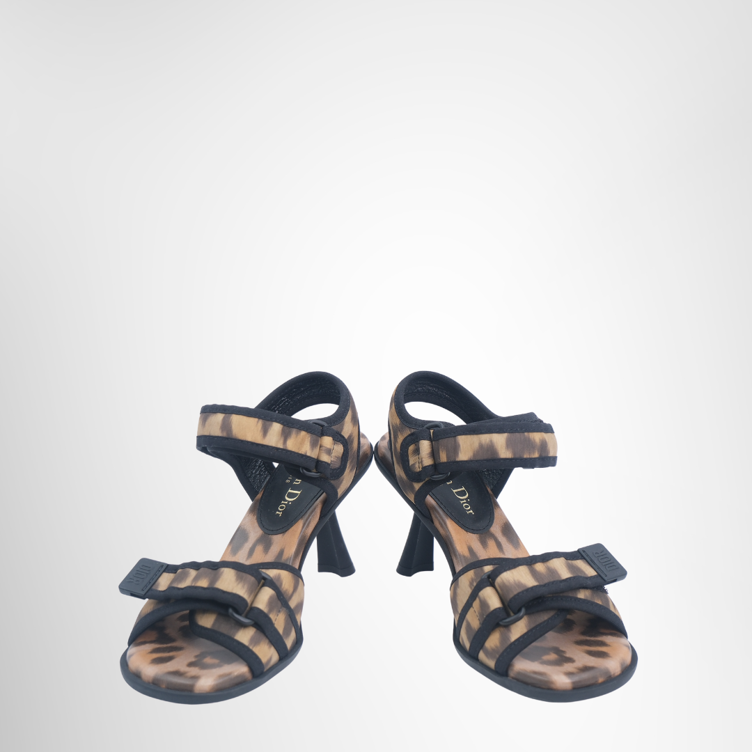 Dior Preowned Luxury Sandals Leopard Sandals Front View 2