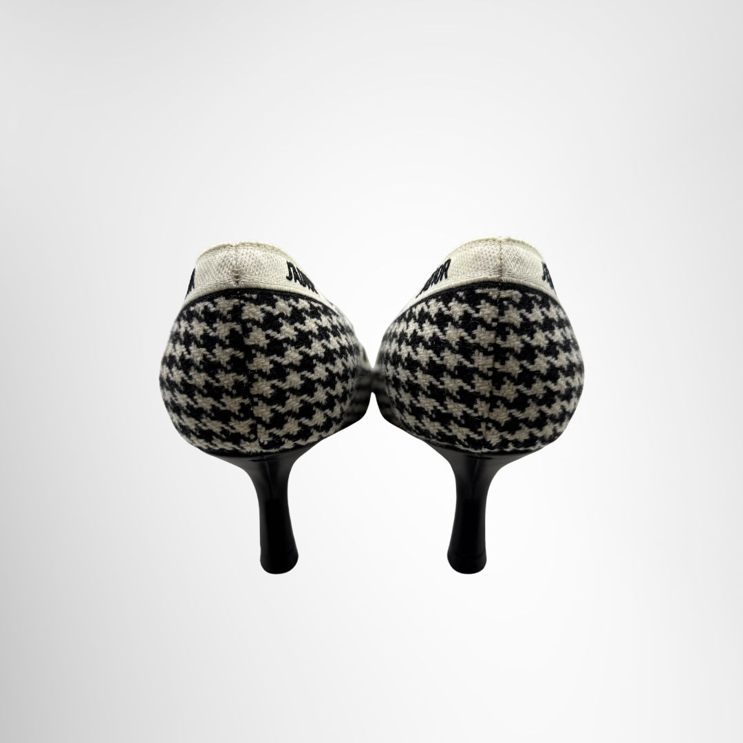 Dior Preowned Luxury Shoes J'Adior Houndstooth Fabric Pointed-Toe Pump Back View