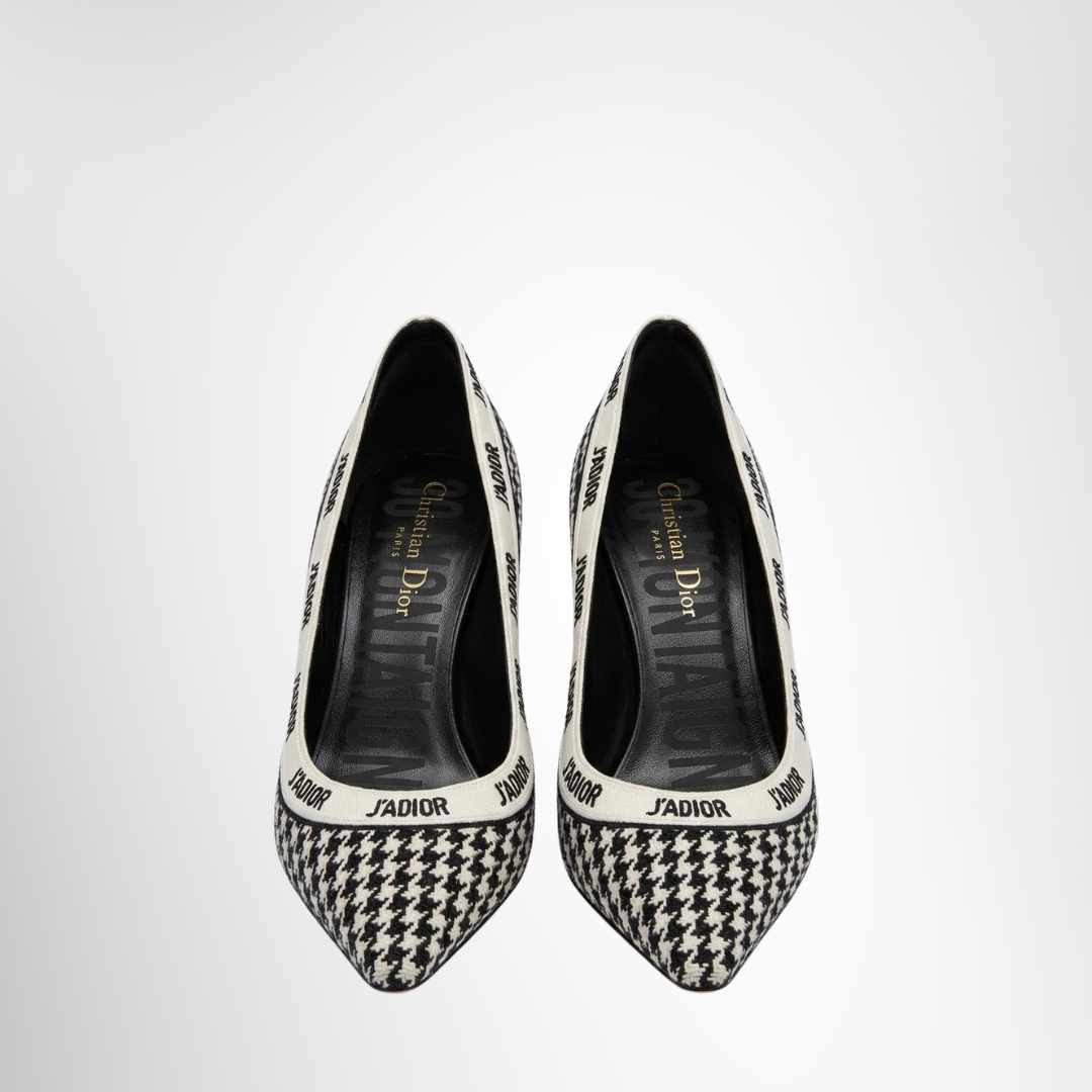 Dior Preowned Luxury Shoes J'Adior Houndstooth Fabric Pointed-Toe Pump Front View