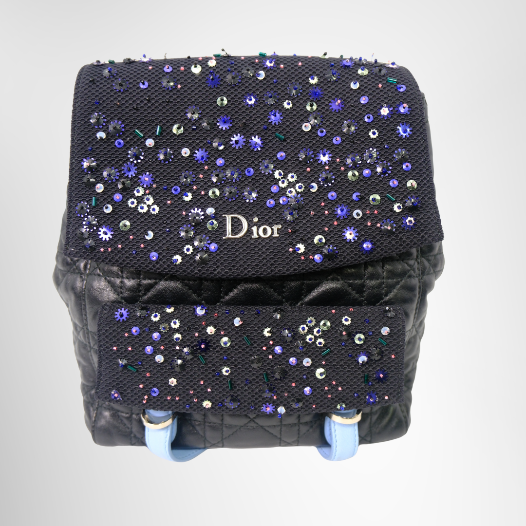 Dior Preowned Luxury Stardust Backpack Bag Bottom Front Top View - Antonio & Co.