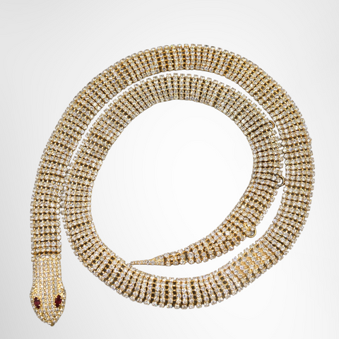Dolce & Gabbana Couture Exotic Snake Swarovski Crystal Belt Necklace