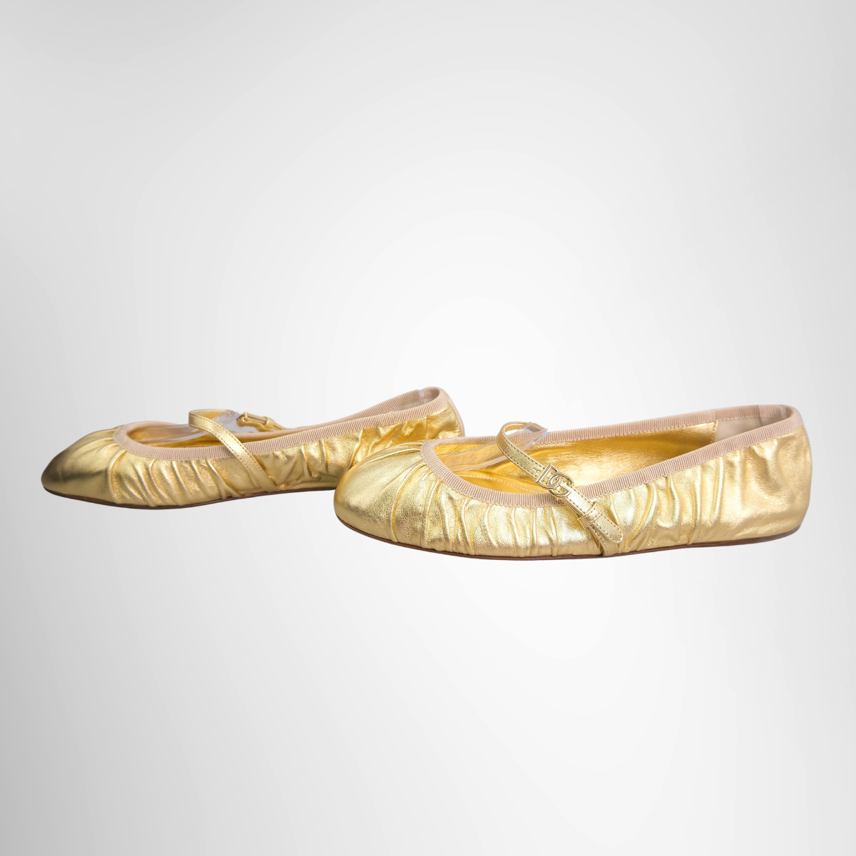 Dolce & Gabbana Nappa Mordore Ballet Flats - Gold