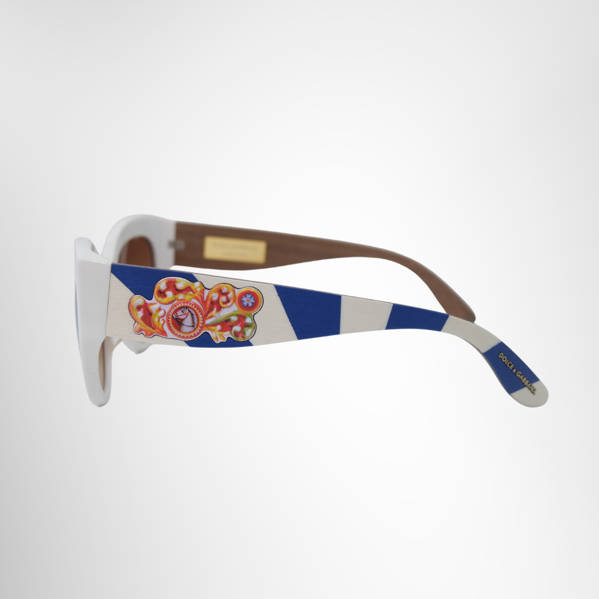 Dolce&Gabbana Sicilian Carretto II Sunglasses – Pre-Owned Luxury Brand Eyewear – Antonio & Co Side Exterior View