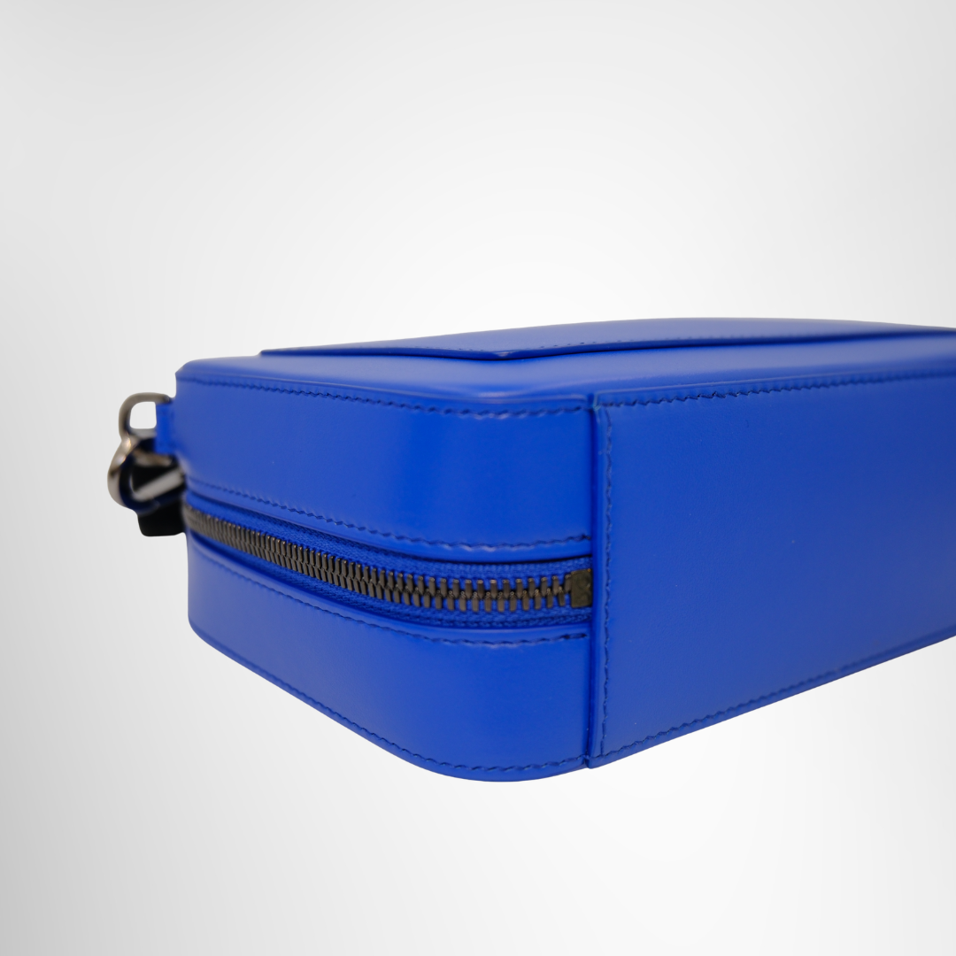 Dolce & Gabbana Preowned Luxury Logo Blue Leather Shoulder Bag Bottom Side View2 - Antonio & Co.