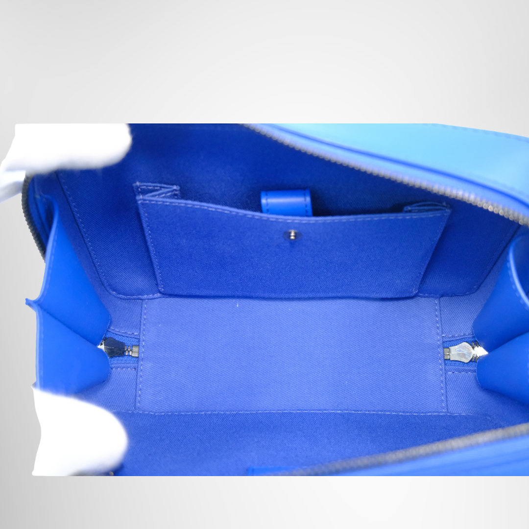 Dolce & Gabbana Preowned Luxury Logo Blue Leather Shoulder Bag Inside View - Antonio & Co.