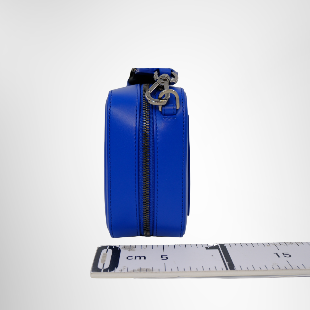 Dolce & Gabbana Preowned Luxury Logo Blue Leather Shoulder Bag Side View - Antonio & Co.