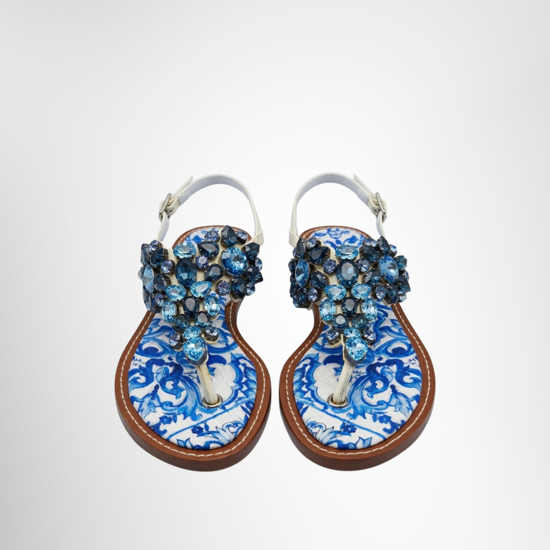 Dolce&Gabbana Preowned Luxury Sandal Majolica Crystal-Embellished Sandal Front View