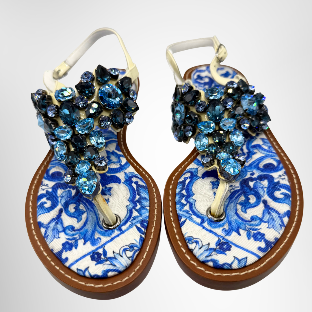 Dolce&Gabbana Preowned Luxury Sandal Majolica Crystal-Embellished Sandal Front View 2