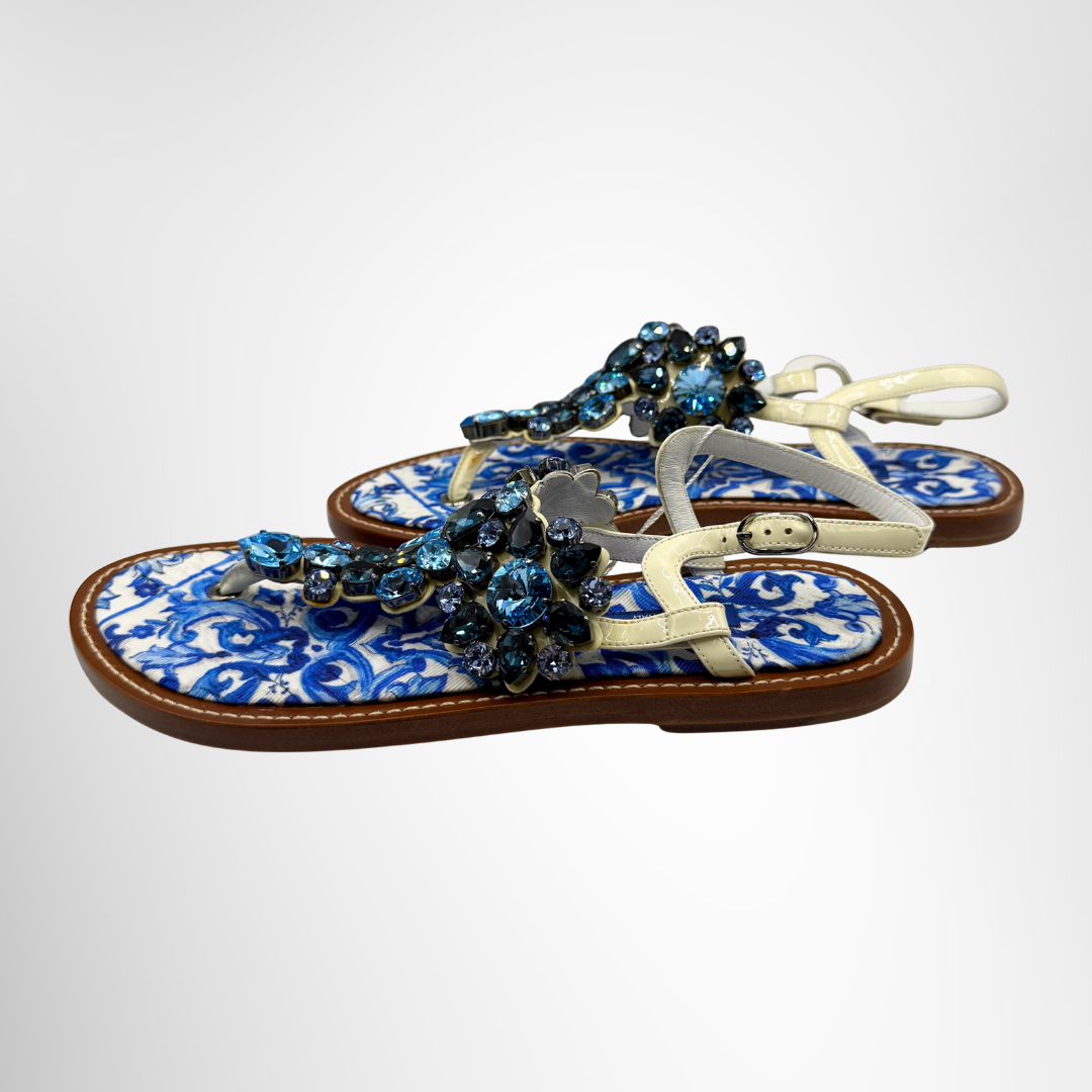 Dolce&Gabbana Preowned Luxury Sandal Majolica Crystal-Embellished Sandal Side View