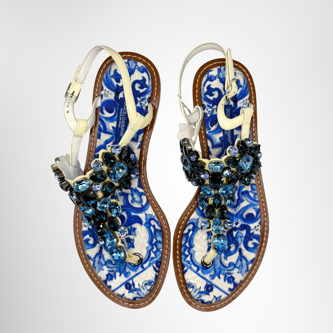 Dolce&Gabbana Preowned Luxury Sandal Majolica Crystal-Embellished Sandal Top View